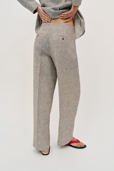PANTALON DROIT 100 % LIN - Sable / Chiné de Zara - Image 6
