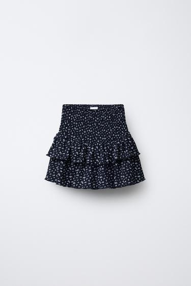 FLORAL COTTON GAUZE BERMUDA SKORT - Blue by Zara - Image 0