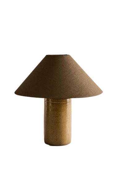 TABLE LAMP WITH STONEWARE BASE - Chocolate by Zara