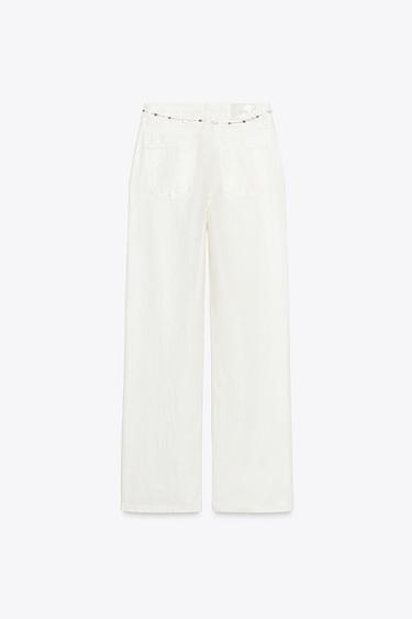 JEAN Z1975 EFFET NACRÉ CEINTURE - Blanc cassé de Zara - Image 8