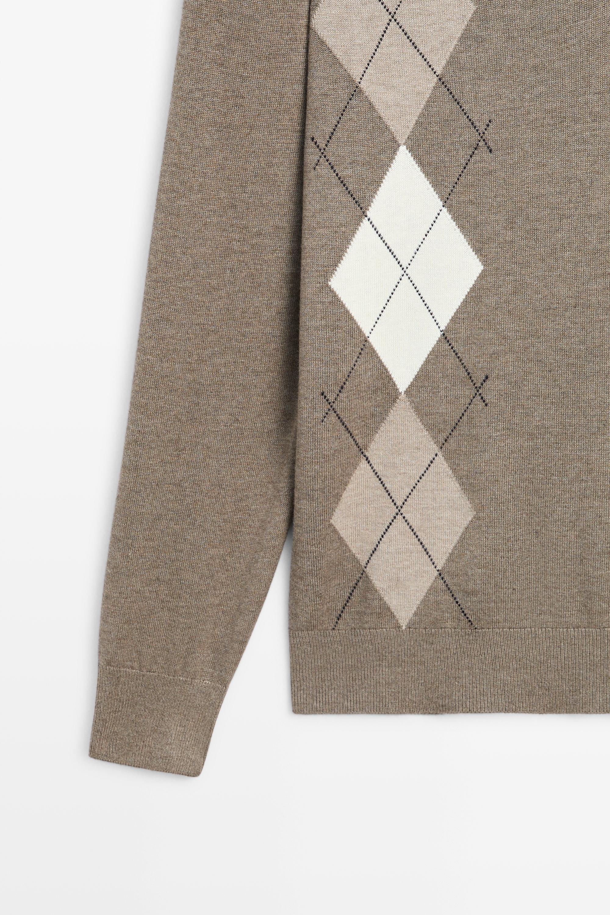 Argyle quarter-zip knit sweater