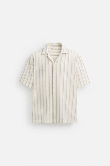 STRIPED TEXTURED SHIRT - Ecru by Zara