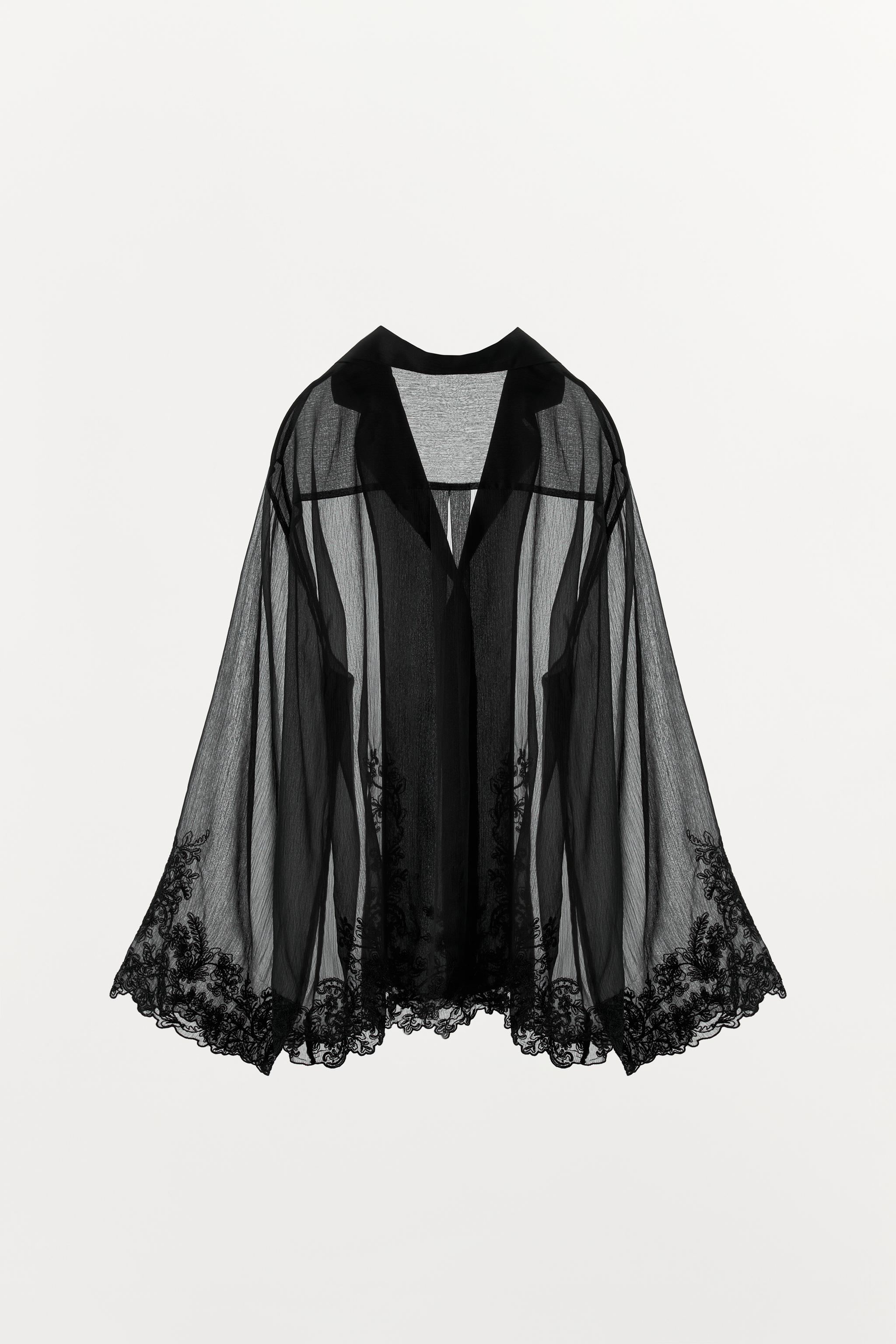 SEMI-SHEER EMBROIDERED BLOUSE