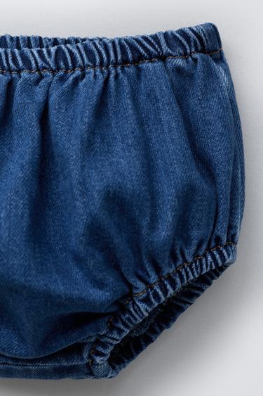 DENIM PINAFORE DRESS AND KNICKERS - Mid-blue by Zara - Image 3