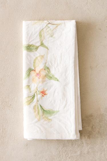 LOT DE 2 SERVIETTES DE TABLE COTON JACQUARD POIRES - Verdâtre de Zara