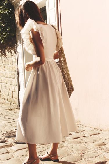 RUFFLED CONTRAST DRESS - Ecru by Zara - Image 2