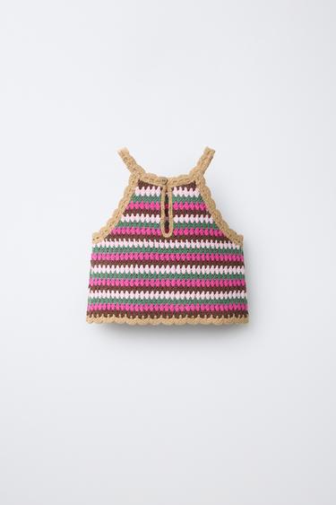 TOP EN MAILLE CROCHET À RAYURES - Multicolore de Zara - Image 1