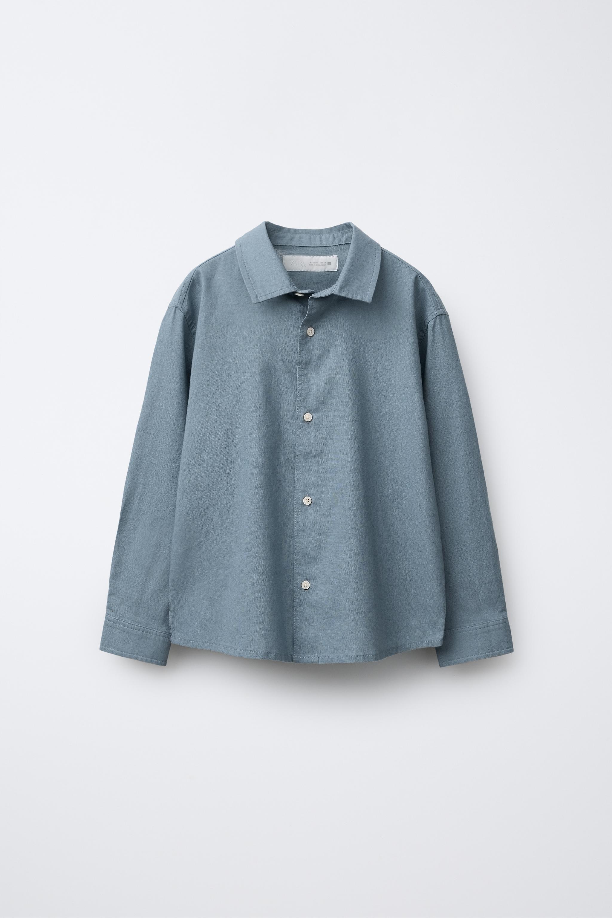プレーン リネンブレンド シャツ - ブルー | ZARA Japan / 日本 プレーン リネンブレンド シャツ - ブルー | ZARA Japan / 日本