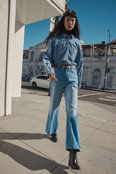 JEANS Z1975 WIDE LEG TIRO ALTO CINTURÓN - Azul medio de Zara