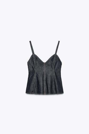 JEANS-TOP MIT GODETS - Blau von Zara - Bild 0