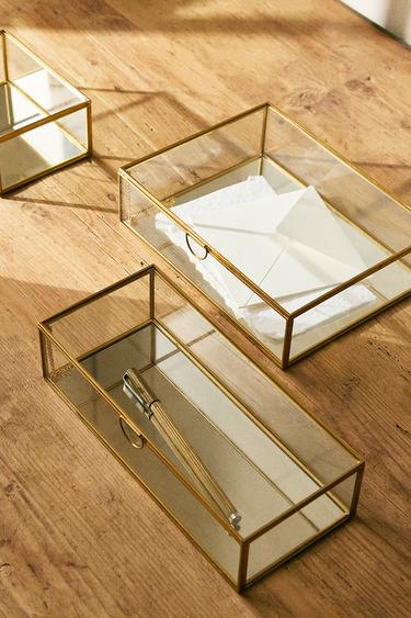 GLASS JEWELLERY BOX WITH METAL BORDER - Gold by Zara - Image 7