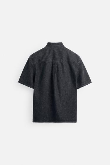 COTTON-HEMP DENIM SHIRT - Blue by Zara - Image 3