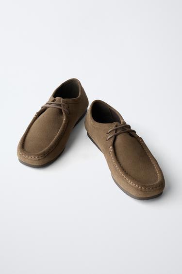 CHAUSSURES EN CUIR À SURPIQÛRES - Gris de Zara - Image 2