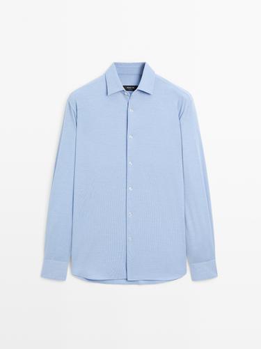 Zara Slim fit stretch shirt - Green stripe