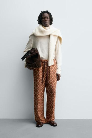 LIMITED EDITION 100% SILK PRINTED TROUSERS - Brick by Zara - Image 0