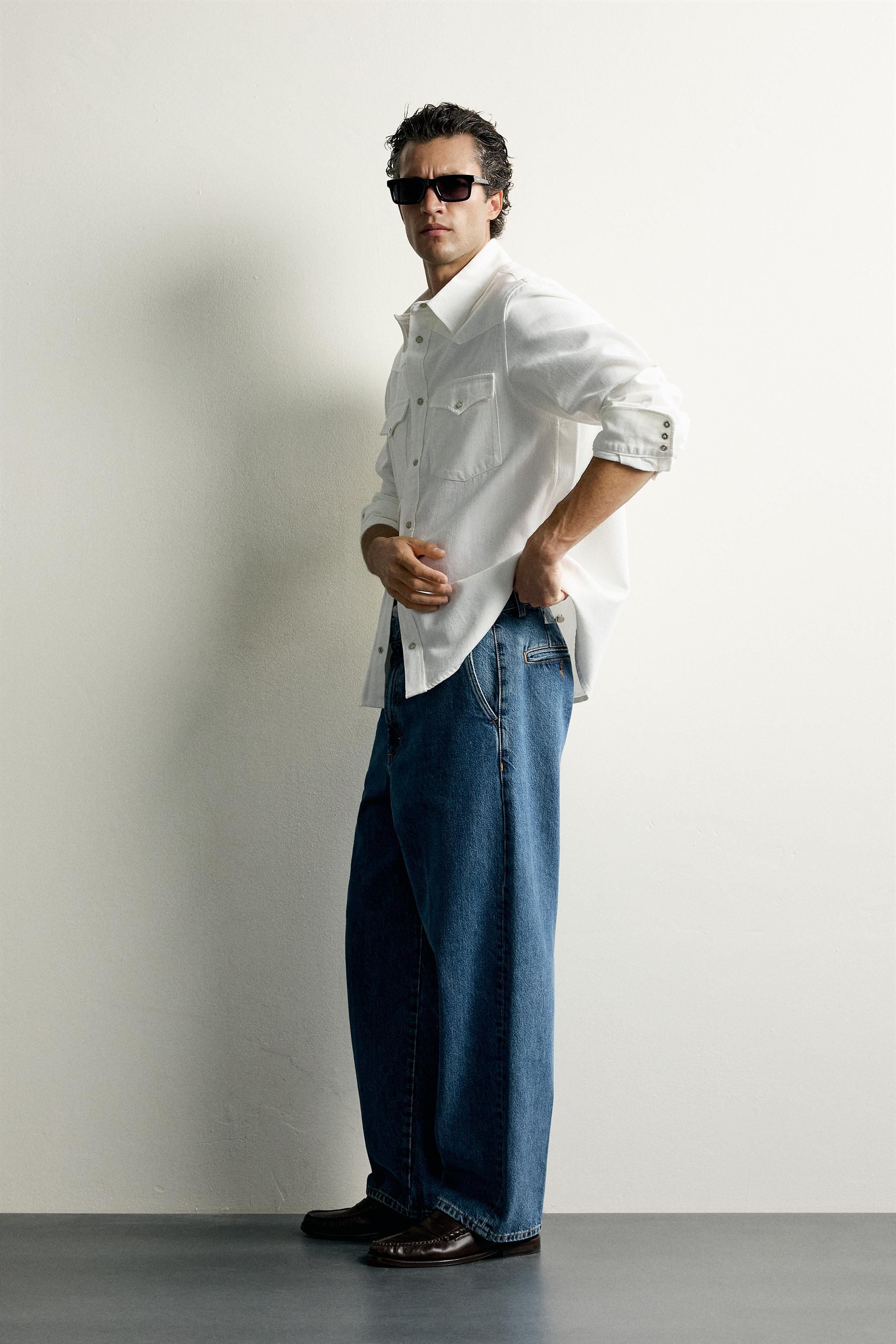 Мужские рубашки Zara COTTON-LYOCELL REGULAR FIT WESTERN SHIRT — фото 4