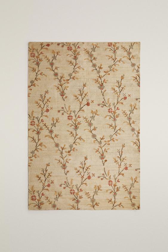 FLORAL JUTE RUG - بيج فاتح الخاص بـ Zara - صورة 0