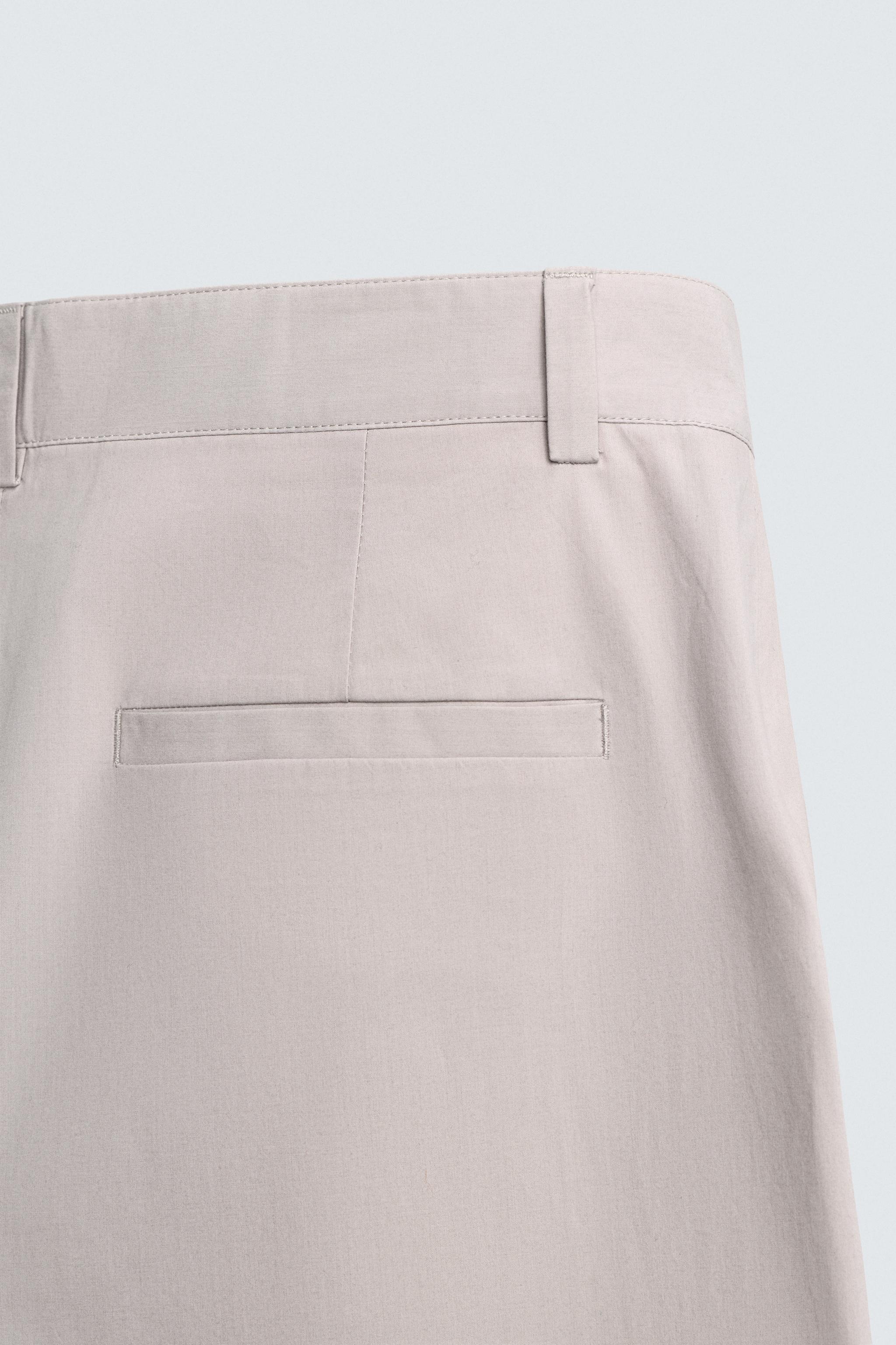 PANTALON STRAIGHT FIT EN POPELINE À PLIS