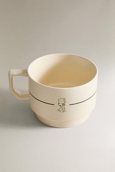 TASSE GRÈS CAFÉTÉRIA - Blanc / Vert de Zara - Image 1