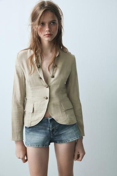 BLAZER RUSTICA BOTONES - Verde gris de Zara