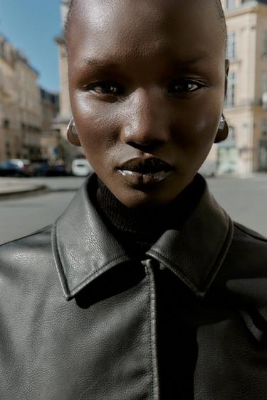Zara FAUX LEATHER JACKET - Black