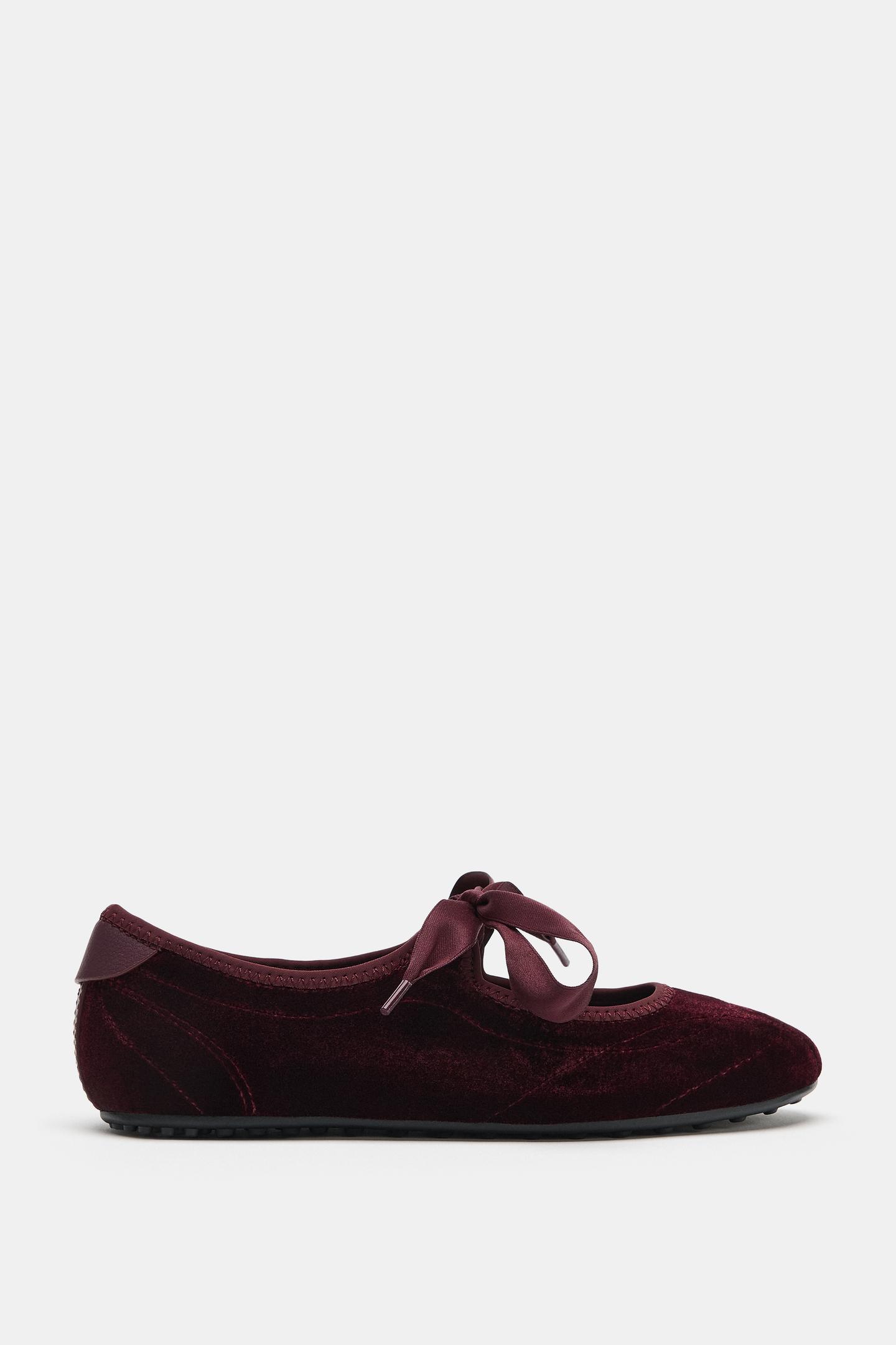 Женские балетки Zara Bow Ballet, цвет: Бордовый красный