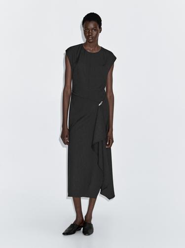 Zara Midi dress with brooch detail - Anthracite Gray