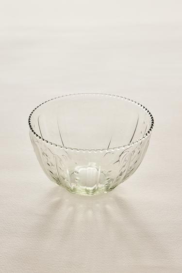 GLASS SALAD BOWL WITH RAISED DETAIL - Light green by Zara - Image 5