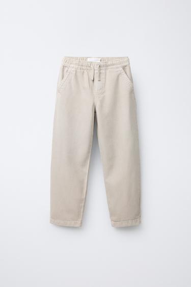 Zara FLUID TWILL PANTS - Ecru