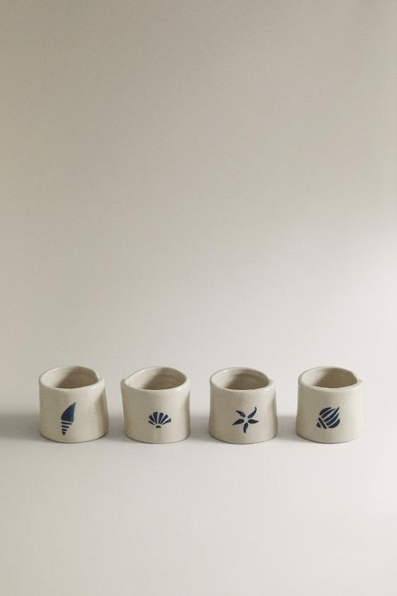 SARO LIFESTYLE Calpar Collection Anelli di tovagliolo Modello Grano Legno (Set di 4), Alluminio, Oro