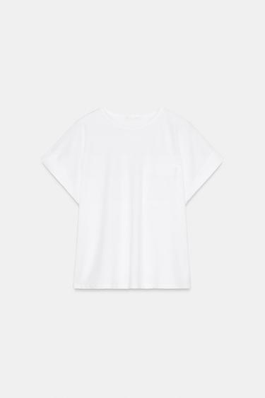 POPLIN POCKET T-SHIRT - White by Zara