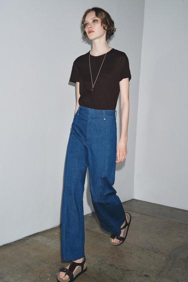 JEANS ZW COLLECTION WIDE LEG TIRO ALTO - Azul de Zara