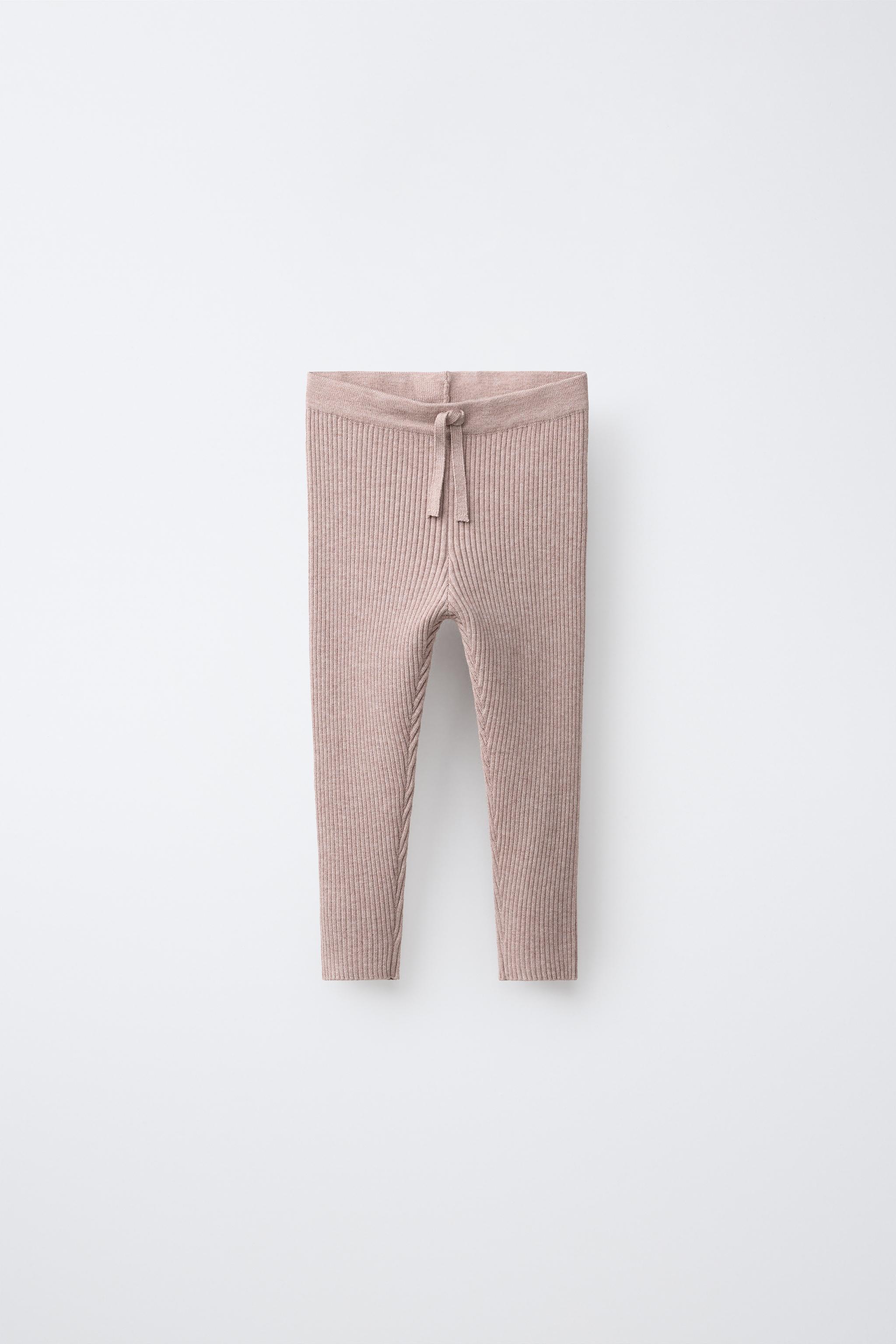 RIBBED KNIT LEGGINGS — Sand / Marl