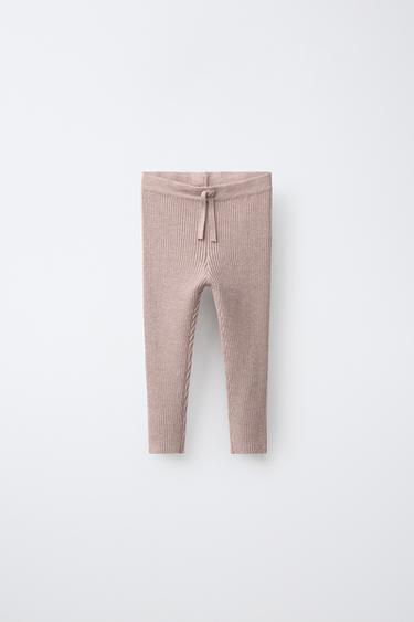 RIBBED KNIT LEGGINGS - Sand / Marl by Zara - Image 0