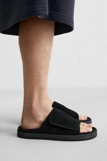 SANDALIA PIEL - Negro de Zara - Imagen 0