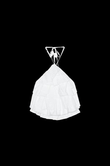 Zara HALTER RUFFLE TOP - White - Image 0