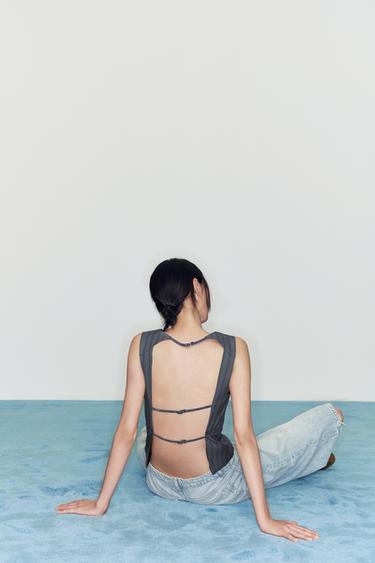 Zara 細條紋背心上衣 - 藍色 / 灰色