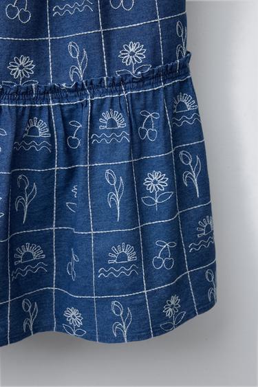 EMBROIDERED MIDI SKIRT - Blue by Zara - Image 3
