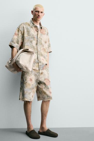 FADED FLORAL PRINT RELAXED FIT BERMUDA SHORTS - Multicoloured by Zara - Image 4