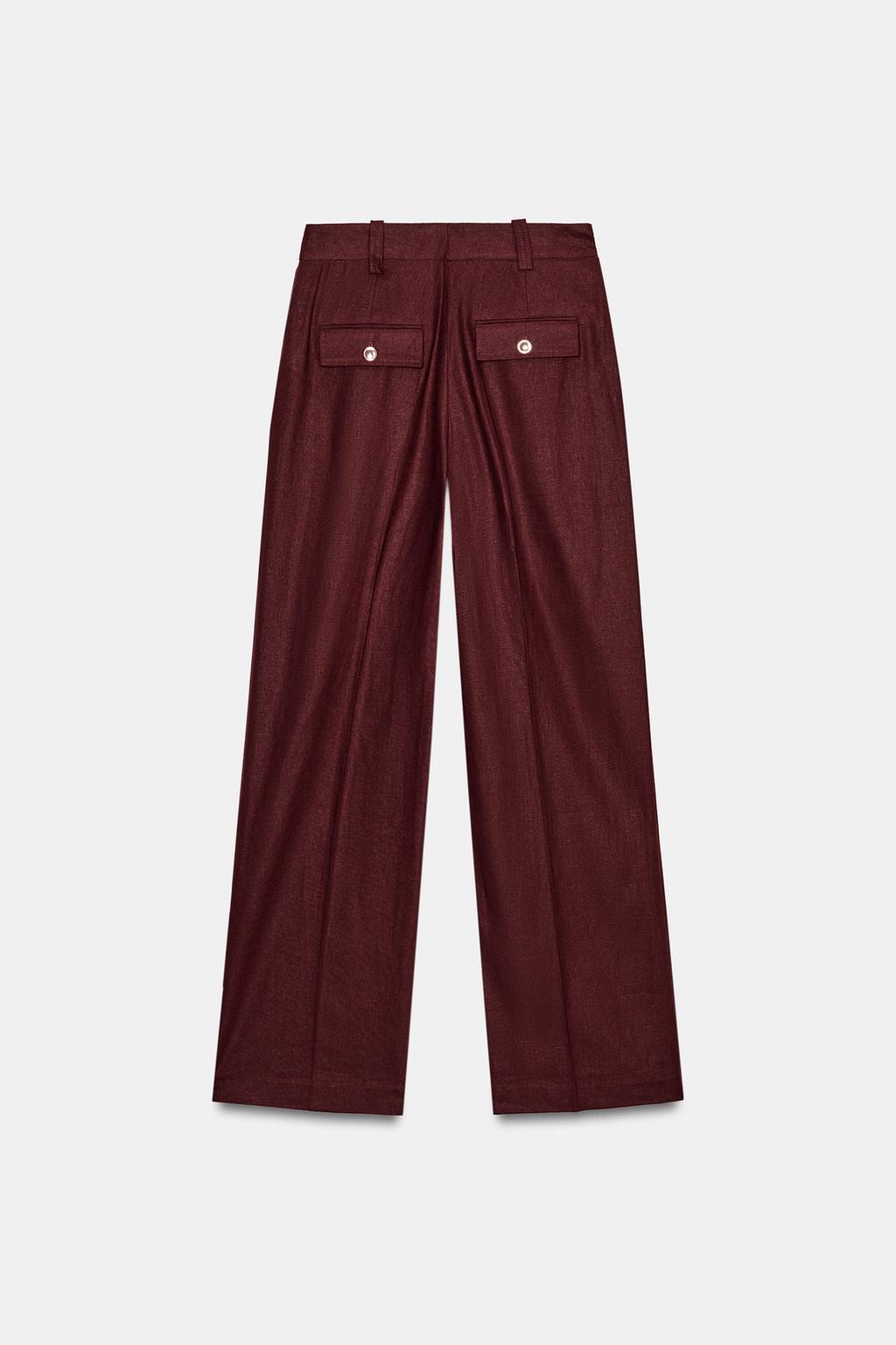 LINEN BLEND STRAIGHT LEG PANTS - image 2
