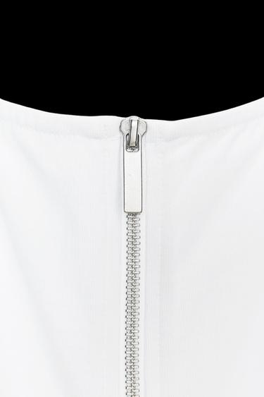 PLEATED ZIP T-SHIRT - White by Zara