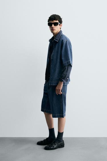 CHEMISE EN DENIM À MANCHES COURTES - Bleu de Zara - Image 3