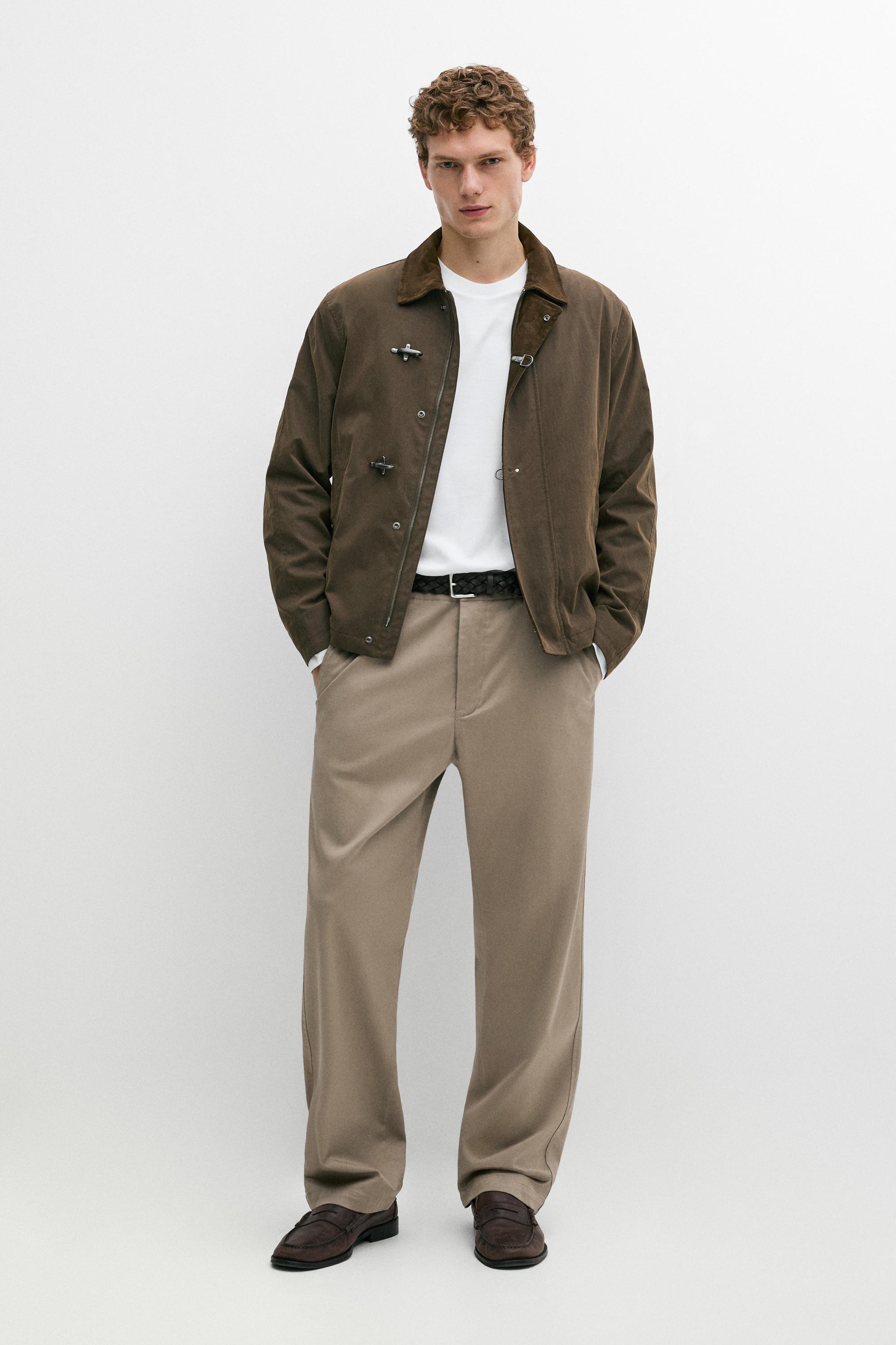 Cotton blend straight-leg pants — Mink