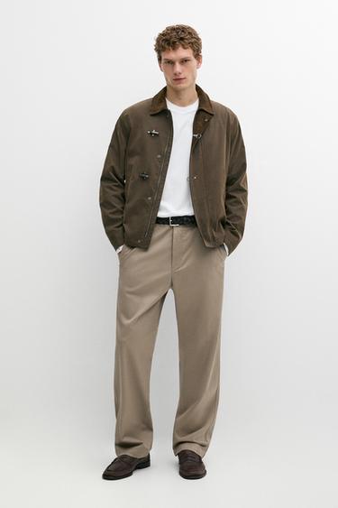 Zara Cotton blend straight-leg pants - Mink