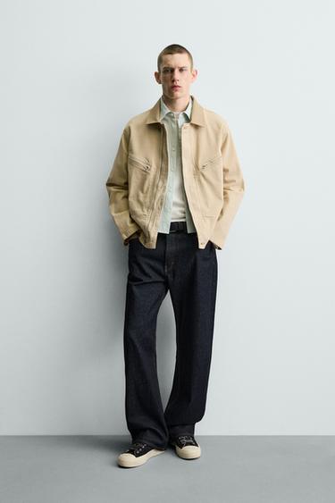 JEANSJACKE MIT MATERIALKOMBINATION AM KRAGEN - Gelb von Zara