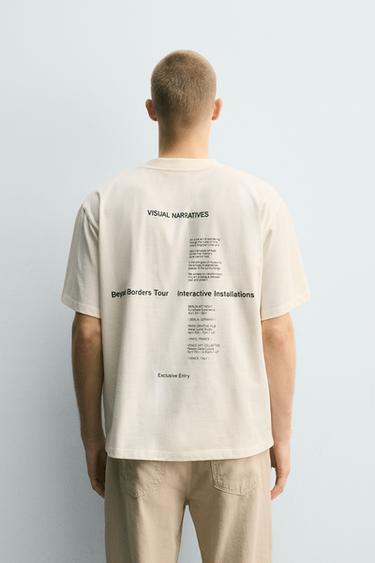CONTRAST GRAPHIC T-SHIRT - Ecru / Beige by Zara - Image 2