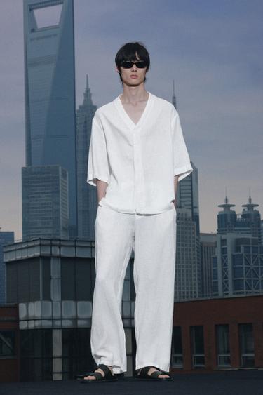 Zara 100% 亞麻襯衫式外套 - 白色