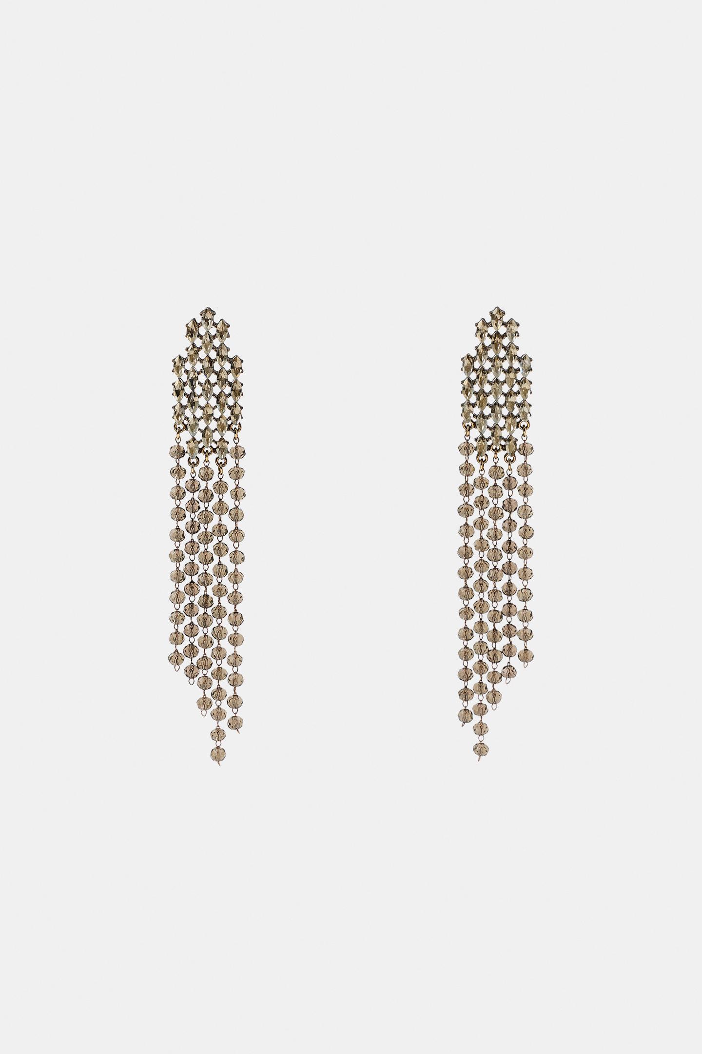 Женские серьги Zara Rhinestone Fringe, цвет: Серебряный — фото 3