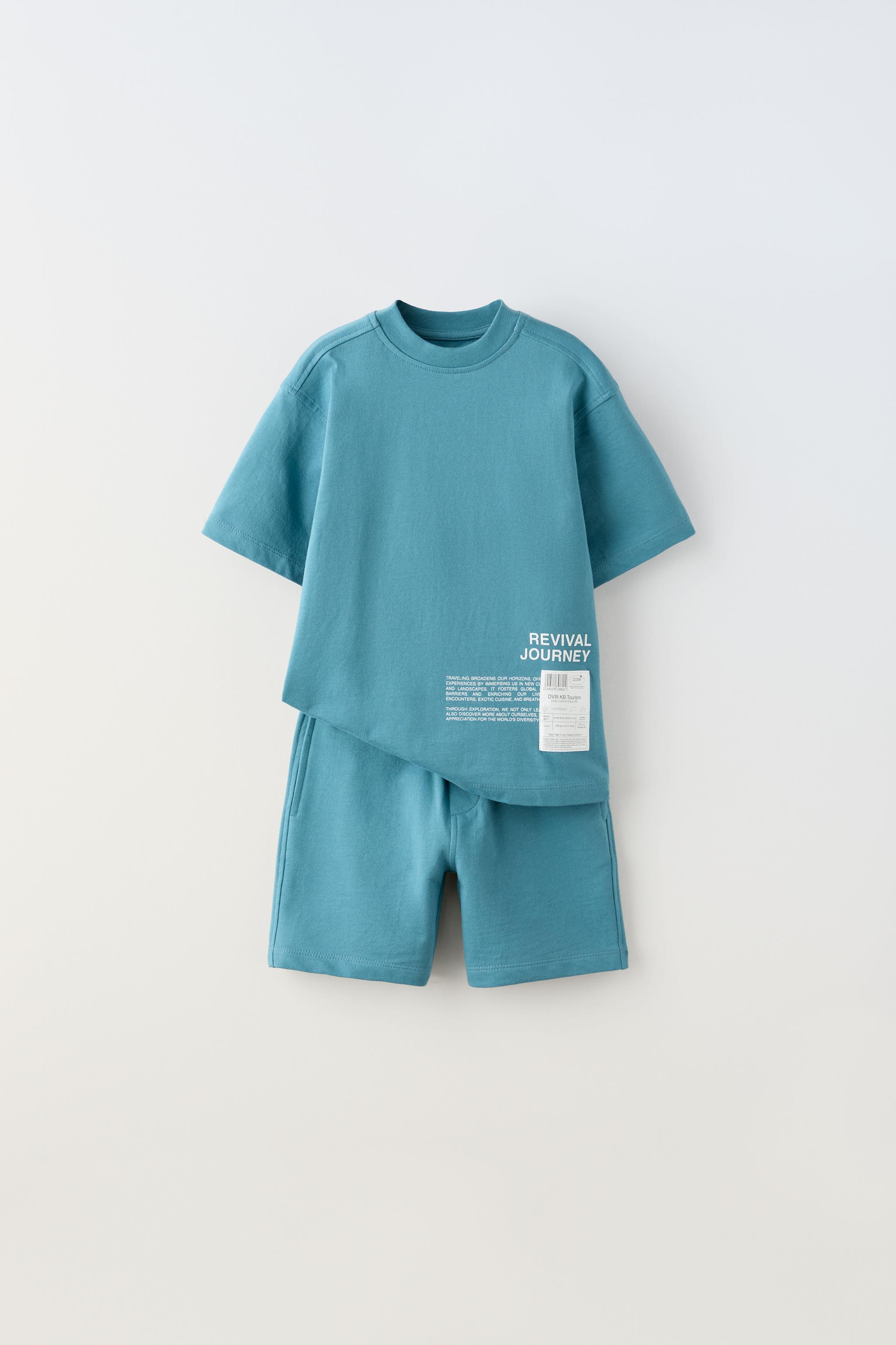 PLUSH T-SHIRT AND BERMUDA SHORTS CO-ORD WITH LABEL