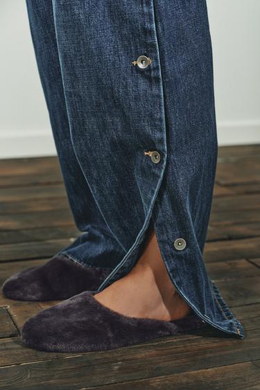 Zara FAUX FUR MULES - Purple